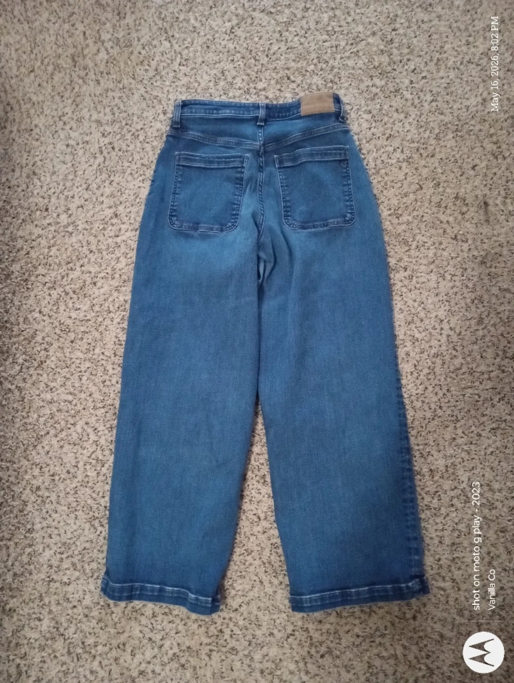 Madewell Emmett Patch Pocket Wide Leg Jean Curvy Blue Size 29 Petite